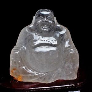 送料無料」「1点もの 画像現品販売」 水晶 布袋像 七福神 置物 天然石