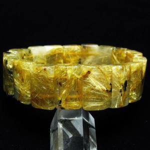 ブレスレット ゴールドルチルクォーツ スクエアカット 14×5×7mm 一点物