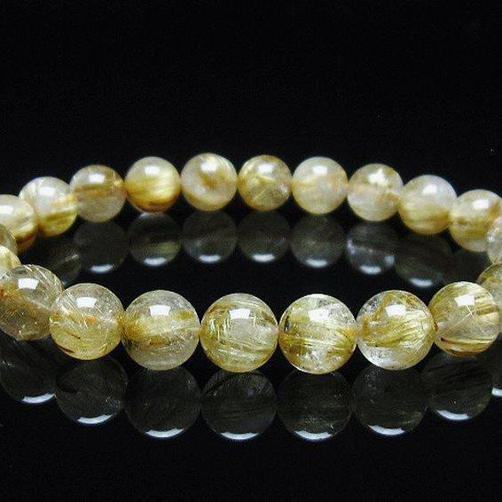ゴールドタイチンルチル ブレスレット  8mm  t116-12133