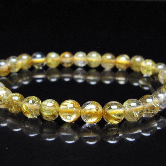 ゴールドタイチンルチル ブレスレット  6mm  t116-13073