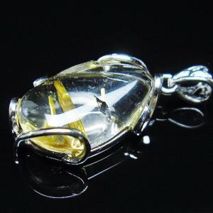 ルチルクォーツ ゴールドタイチンルチル ペンダント t134-4113 : 誠安