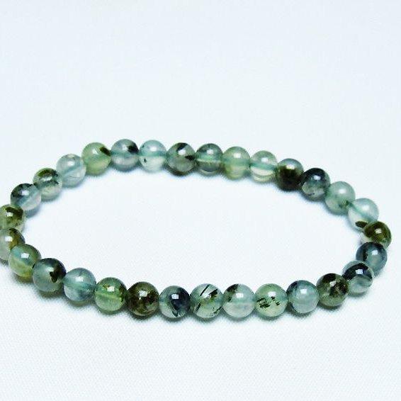 ルチル入り プレナイト ブレスレット  6mm  t228-4411