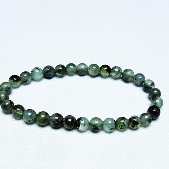 ルチル入り プレナイト ブレスレット  6mm  t228-4413