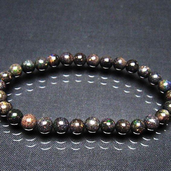 ブラックオパール ブレスレット  6mm  t249-4952