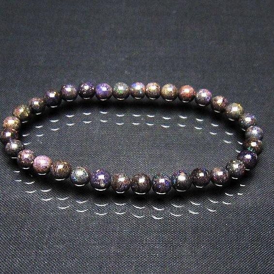 ブラックオパール ブレスレット  6mm  t249-4963