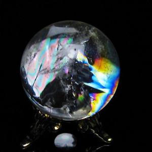 虹入り ガーデンクォーツ（庭園水晶） 丸玉 68mm t100-4674 : 誠安