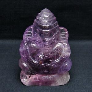 ♥天然石オブジェランプ（フラワーアメジスト）✨ アメジスト ガネーシャ 彫刻品 置物 t42-662 : 誠安天然石専門店