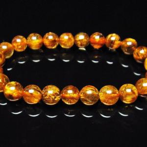 ルチルクォーツ（金針ルチル水晶） ブレスレット 7mm t50-9157 : 誠安