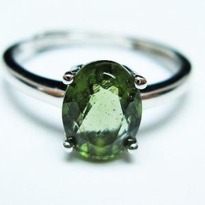 モルダバイト 指輪 (13号)石サイズ約8mm×6mm t526-1330