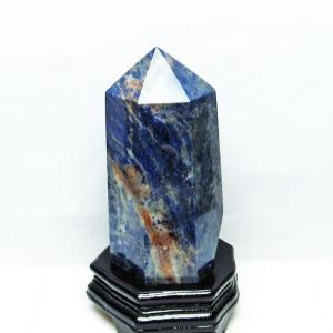 スモーキークォーツ 六角柱 煙水晶 虹入り 3.7Kg 台座付属 送料無料