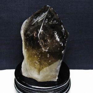 スモーキークォーツ 六角柱 煙水晶 虹入り 3.7Kg 台座付属 送料無料