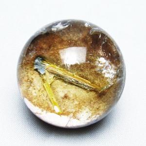 ルチルクォーツ 丸玉 ゴールドタイチンルチル水晶 32mm t145-2565 : 誠