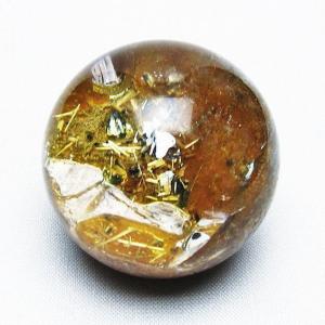 ルチルクォーツ 丸玉 ゴールドタイチンルチル水晶 20mm t145-2427 : 誠