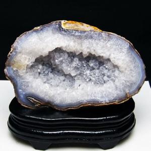 アゲート水晶ドーム ウルグアイ産 カルサイト共生 t640-2106 : 誠安