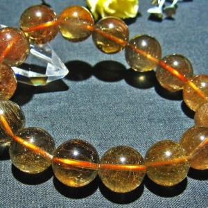 ファイナルグレードルチルクォーツ（金針ルチル水晶） ブレスレット 14mm  t667-2463