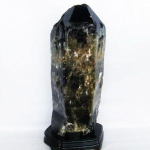 1.2Kg モリオン 純天然 黒水晶 手彫り 観音 置物 t130-2071 : 誠安
