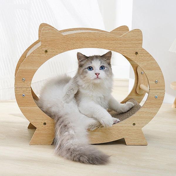 猫型 爪とぎ 木製 ハウス ベッド インテリア型 猫型ハウス スクラッチボード スペース おもちゃ ...