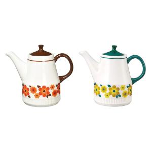 レトロティーポット 花柄 ブラウン グリーン デコレ kokopele 530ml 昭和レトロ レトロ雑貨