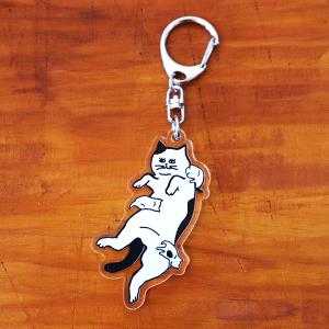 新商品 猫印ミルク 微力マッサージ キーホルダー  ホワイト