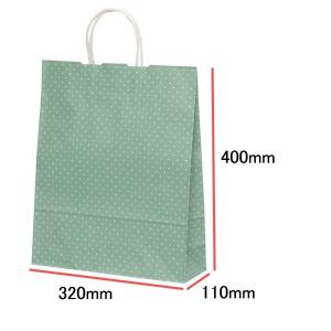 手提袋（手提げ紙袋） ＨＺ　水玉　ブルー　巾320×マチ110×高さ400mm（50枚セット）