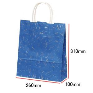手提袋（手提げ紙袋） ＨＢＴ　風雅　ブルー　巾260×マチ100×高さ310mm（50枚セット）｜seibu-store