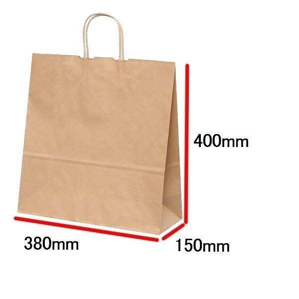 手提袋（手提げ紙袋） ＨＶ１００Ｓ　未晒　無地　巾380×マチ150×高さ400mm（50枚セット）