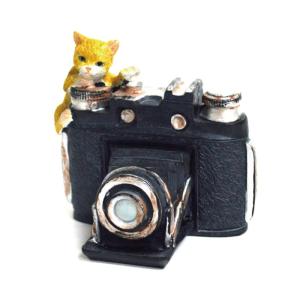 家電猫 カメラ EV14055A 高さ約5.5cm 茶トラ猫 ねこ ネコ レトロ アンティーク風 置物 オブジェ インテリア プレゼント ギフト かわいい ミニチュア｜seibupiano