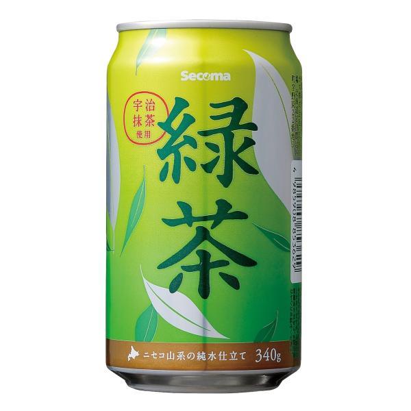 セイコーマート Secoma 緑茶 340g缶 24本入 セコマ 宇治抹茶使用 飲料 お茶 ケース ...