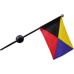 ミニフラッグ(Z旗)【国際信号旗グッズ】シグナルフラッグ 旗 吸盤 ポール 2WAY