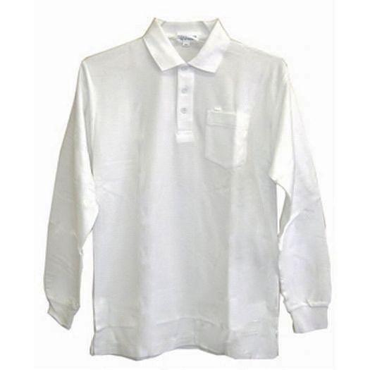 スクールポロシャツ 長袖 白 無地 ＭからＬＬ 小学生 制服ポロシャツ 男女兼用 中学生 綿 大きい...