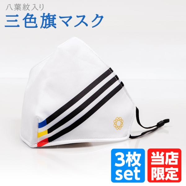 創価学会 当店限定 創価マスク 三色旗 八葉紋入り 3枚セット 学会員 マスク 専用