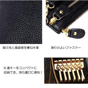 キーケース 革 コインケース 牛革 キーリング...の詳細画像3