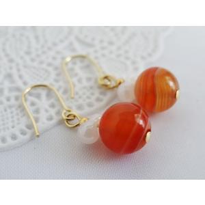 パワーストーン 天然石 サードオニキス ピアス 8ｍｍ 夫婦の幸せのお守り石 8月の誕生石 送料無料