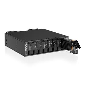 ICY DOCK | MB218E5P-B ToughArmor 8 x 15mm E1.S SSD (9.5/15mm高さ対応) 搭載用リムーバブルケース 5.25インチベイサイズ 4 x MCIO 8i SFF-TA-1016接続