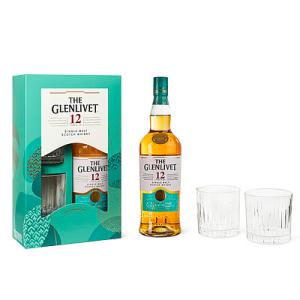 シングルモルトウイスキー ザ グレンリベット12年 グラス2脚セット 700ml
