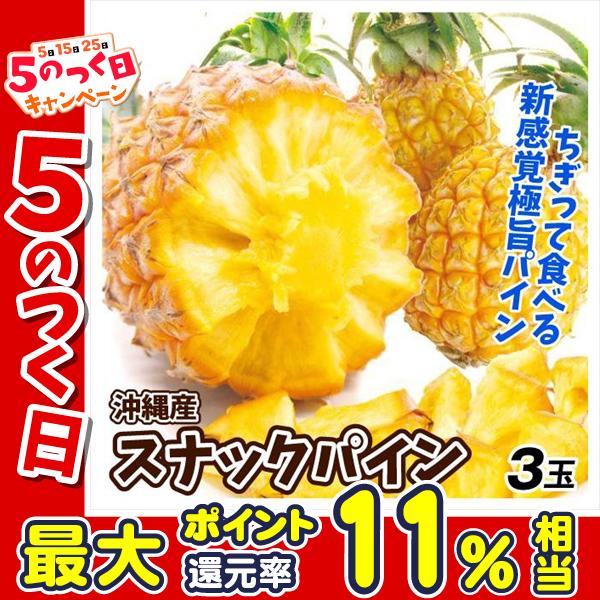 パイン 3玉 スナックパイン 沖縄産 パイナップル ボゴールパイン 送料無料 食品