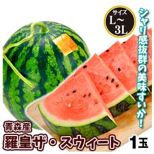 すいか 青森産 羅皇ザ・スウィート 1玉 L〜3Lサイズ  食品
