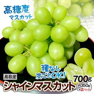 ぶどう 700g シャインマスカット 350ｇ×2 鳥取産 ご家庭用 大粒 種なし 皮ごとOK 送料無料 葡萄 食品 国華園