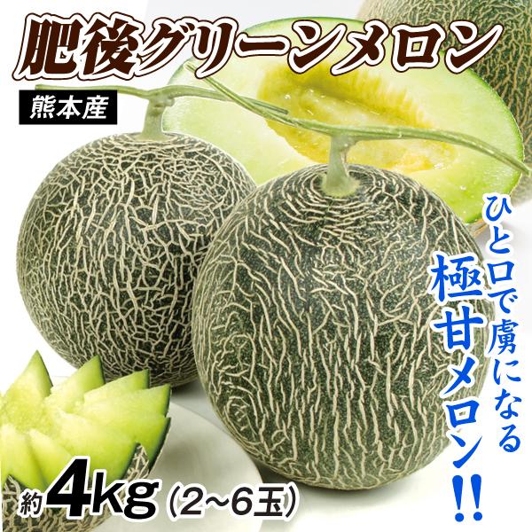 メロン 熊本産 肥後グリーンメロン 4kg 青肉メロン 甘い ジューシー 家庭用 肥後グリーン 送料...