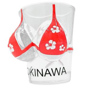 ショット グラス 巨乳 おっぱい ビキニ ガラス 赤 レッド ユニーク ギャグ ユーモア おもしろ オッパイ