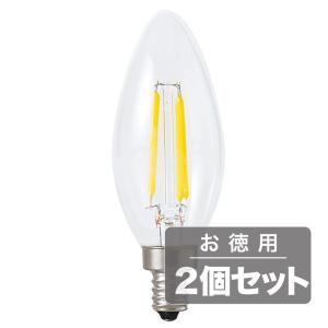 《電球から取り替えるだけで省エネ&長寿命》東京メタル LEDシャンデリア電球(E12口金ガラス・クリアタイプ)電球色40W相当LDC4LC40WE12T2(2個セット)｜seikatsu-oasis