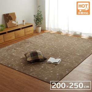 なめらかフランネルラグ 3畳  ブラウン 約200×250cm
