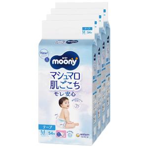 テープ Mサイズムーニー マシュマロ肌ごこち モレ安心 オムツ（6~11kg）216枚（54枚×4） ケース品