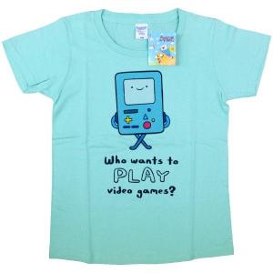 アドベンチャータイム 半袖Tシャツ レディースM ライトブルー フィン ジェイク アドベンチャータイム] Tシャツ ブラック ジェイク＆レイニコーン
