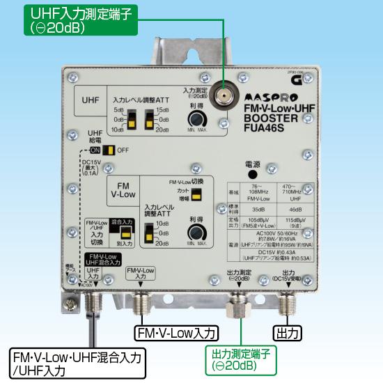 マスプロ 共同受信用 UHF・FMブースター FUA46S