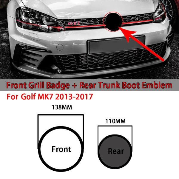 VW ゴルフ MK7 GTI  R 2013〜2016 138mmフロントグリルカバー110mmリア...