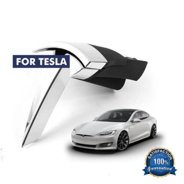テスラ モデルS 2016-2022〜 フロントバンパー エンブレム ステッカー メタル ポリ塩化ビ...