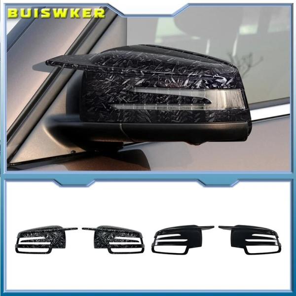 メルセデスベンツ W204用 リアビュー サイドミラーカバー カーボンファイバー/光沢ブラック おし...