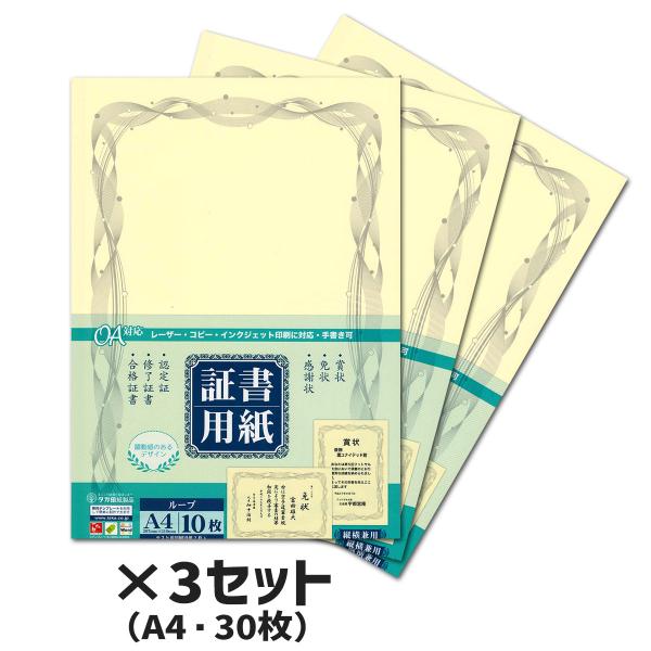 3冊セット｜ササガワ　証書用紙　ループ　A4　縦横兼用　1冊10枚　SAAGAWA タカ印　10-1...