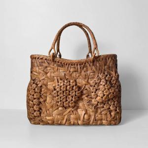 胡桃皮かごバッグ くるみかごバッグ 手作り 籠バッグ 内布付き 和服